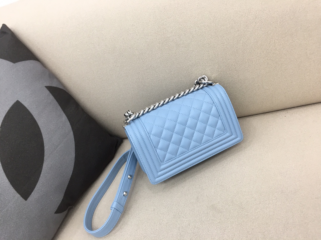 Lambskin Small Boy Handbag Flap Bag A67085 Sky Blue